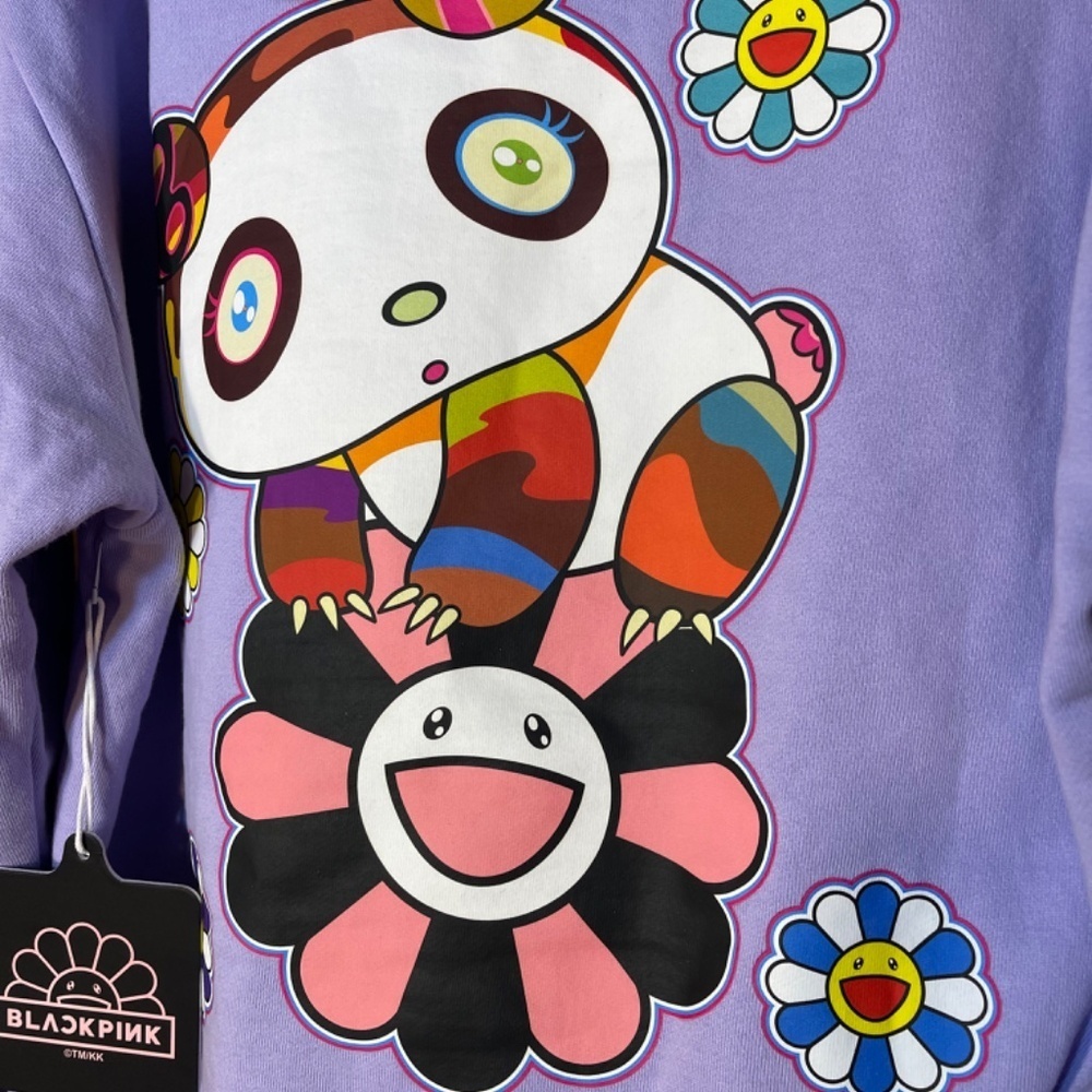Murakami X Blk PNK Purple murakami  Graphic Hoodie with Cartoon Design - Picture 2 of 9